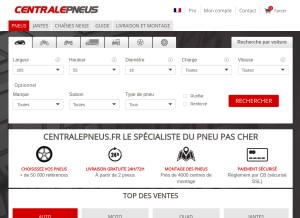 How centralepneus.fr looks like on a tablet such as an iPad.