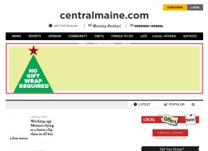 How centralmaine.com looks like on a tablet such as an iPad.