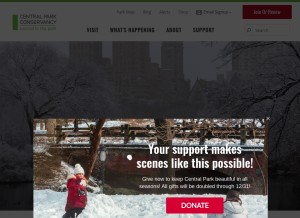 How centralparknyc.org looks like on a tablet such as an iPad.