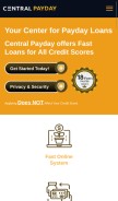 How centralpayday.com looks like on a mobile device such as an iPhone.