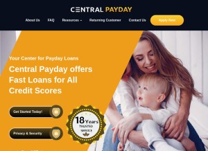 How centralpayday.com looks like on a tablet such as an iPad.