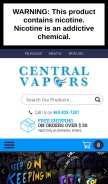 How centralvapors.com looks like on a mobile device such as an iPhone.