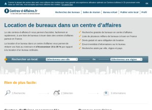 How centres-d-affaires.fr looks like on a tablet such as an iPad.