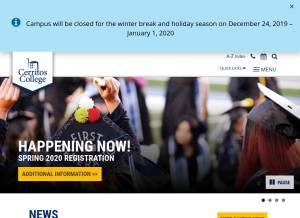 How cerritos.edu looks like on a tablet such as an iPad.