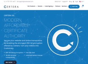 How certerassl.com looks like on a tablet such as an iPad.