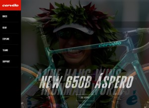 How cervelo.com looks like on a tablet such as an iPad.