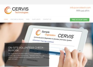 How cervistech.com looks like on a tablet such as an iPad.