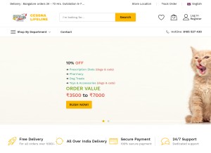 How cessnapetstore.in looks like on a tablet such as an iPad.