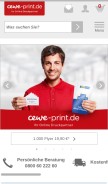 How cewe-print.de looks like on a mobile device such as an iPhone.