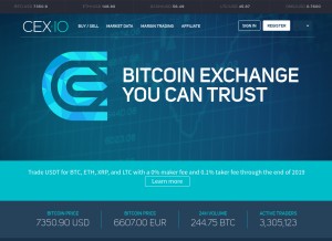 How cex.io looks like on a tablet such as an iPad.