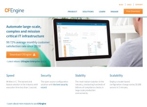 How cfengine.com looks like on a tablet such as an iPad.