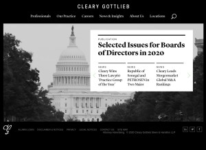 How cgsh.com looks like on a tablet such as an iPad.
