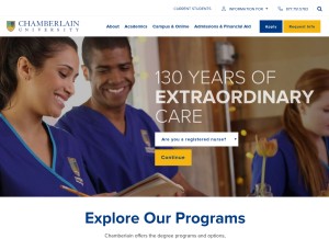 How chamberlain.edu looks like on a tablet such as an iPad.