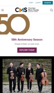 How chambermusicsociety.org looks like on a mobile device such as an iPhone.