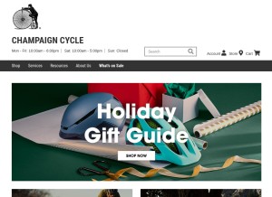 How champaigncycle.com looks like on a tablet such as an iPad.
