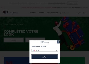 How champion.com looks like on a tablet such as an iPad.