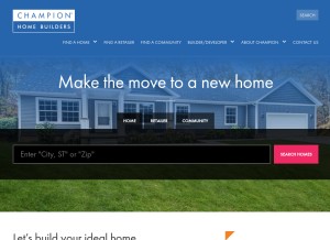 How championhomes.com looks like on a tablet such as an iPad.