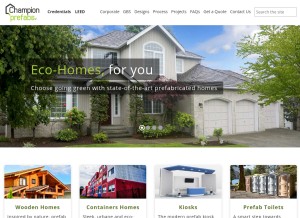 How championprefabs.com looks like on a tablet such as an iPad.