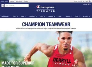 How championteamwear.com looks like on a tablet such as an iPad.
