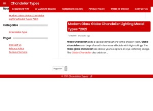 How chandeliertypes.com looks like on a tablet such as an iPad.