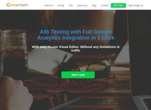 How changeagain.me looks like on a tablet such as an iPad.