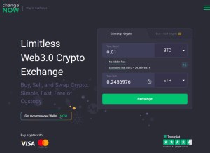 How changenow.io looks like on a tablet such as an iPad.