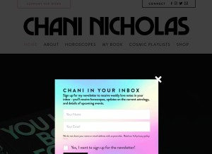 How chaninicholas.com looks like on a tablet such as an iPad.