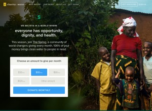 How charitywater.org looks like on a tablet such as an iPad.