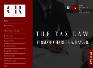 How charlesraylaw.com looks like on a tablet such as an iPad.