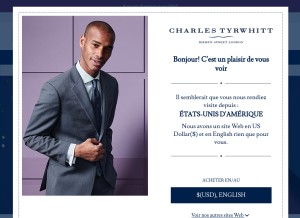 How charlestyrwhitt.com looks like on a tablet such as an iPad.