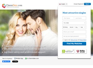 How charmdate.com looks like on a tablet such as an iPad.