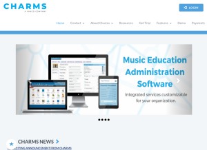 How charmsmusic.com looks like on a tablet such as an iPad.