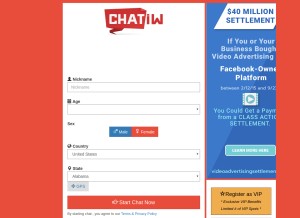 How chatiw.me looks like on a tablet such as an iPad.