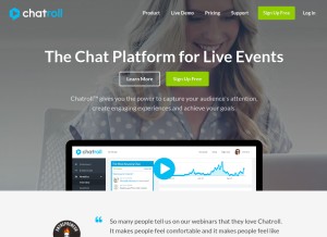 How chatroll.com looks like on a tablet such as an iPad.