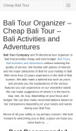 How cheapbalitour.com looks like on a mobile device such as an iPhone.
