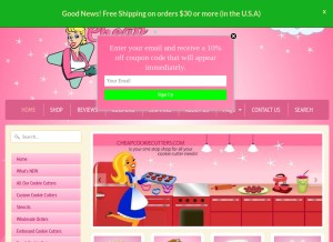 How cheapcookiecutters.com looks like on a tablet such as an iPad.