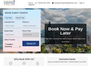 How cheapestflightfares.com looks like on a tablet such as an iPad.