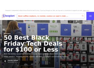 How cheapism.com looks like on a tablet such as an iPad.