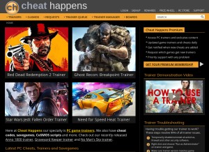 How cheathappens.com looks like on a tablet such as an iPad.