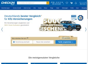 How check24.de looks like on a tablet such as an iPad.
