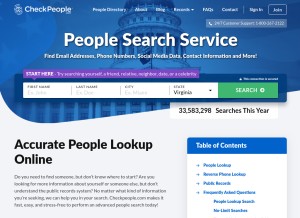 How checkpeople.com looks like on a tablet such as an iPad.