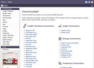 How checkyourmath.com looks like on a tablet such as an iPad.