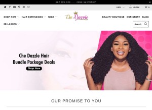 How chedazzlehair.com looks like on a tablet such as an iPad.