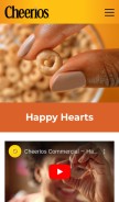 How cheerios.com looks like on a mobile device such as an iPhone.