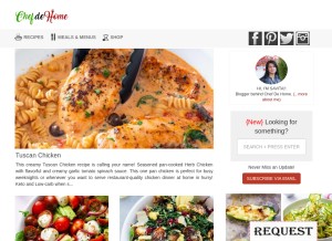 How chefdehome.com looks like on a tablet such as an iPad.