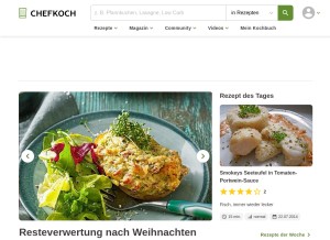 How chefkoch.de looks like on a tablet such as an iPad.