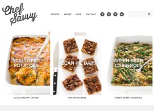 How chefsavvy.com looks like on a tablet such as an iPad.