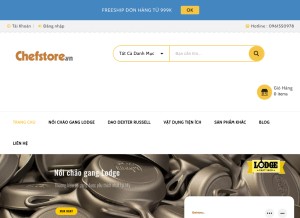 How chefstore.vn looks like on a tablet such as an iPad.