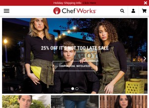 How chefworks.com looks like on a tablet such as an iPad.