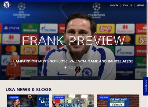 How chelseafc.com looks like on a tablet such as an iPad.
